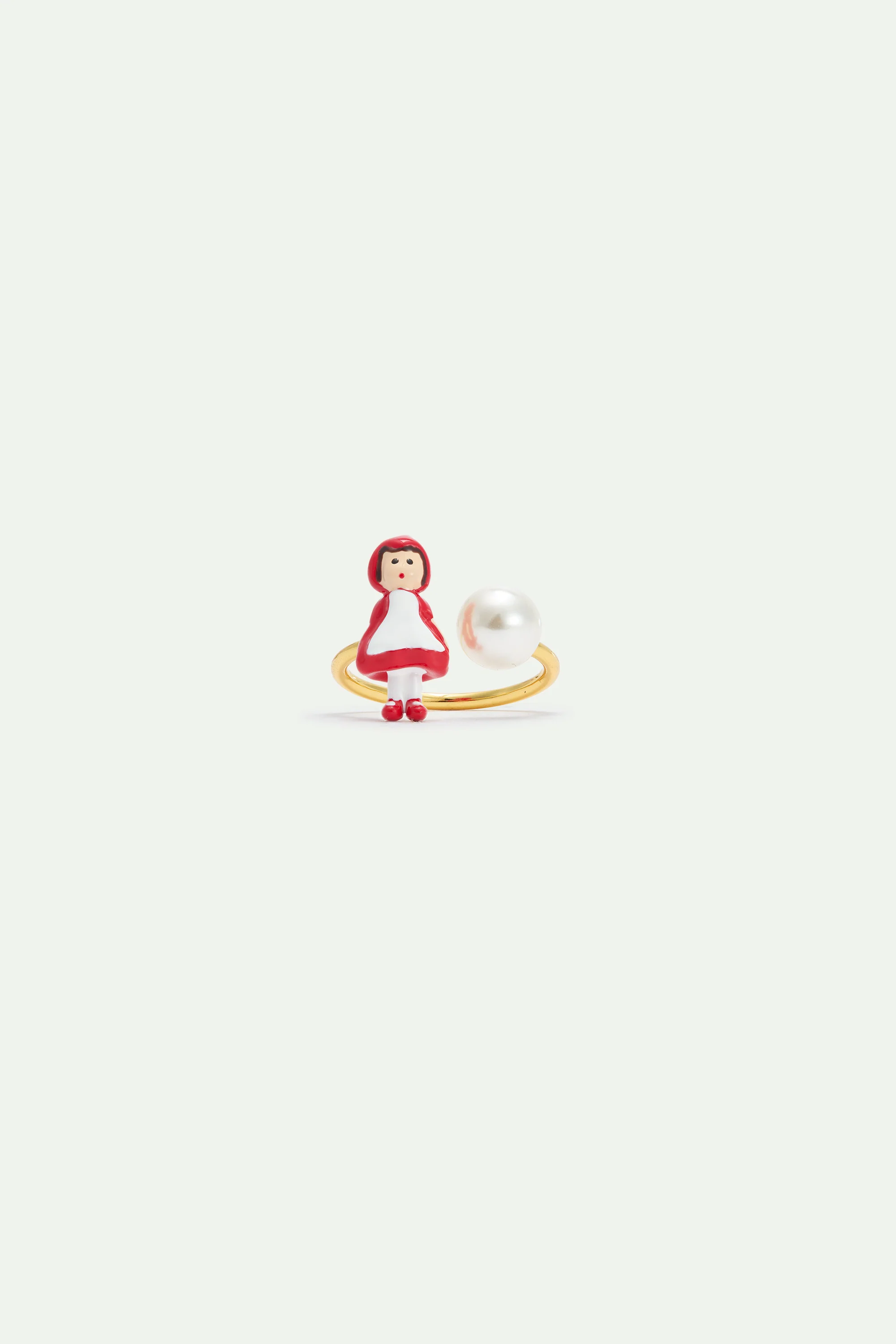 Bague ajustable Chaperon Rouge et perle fantaisie - Image 2