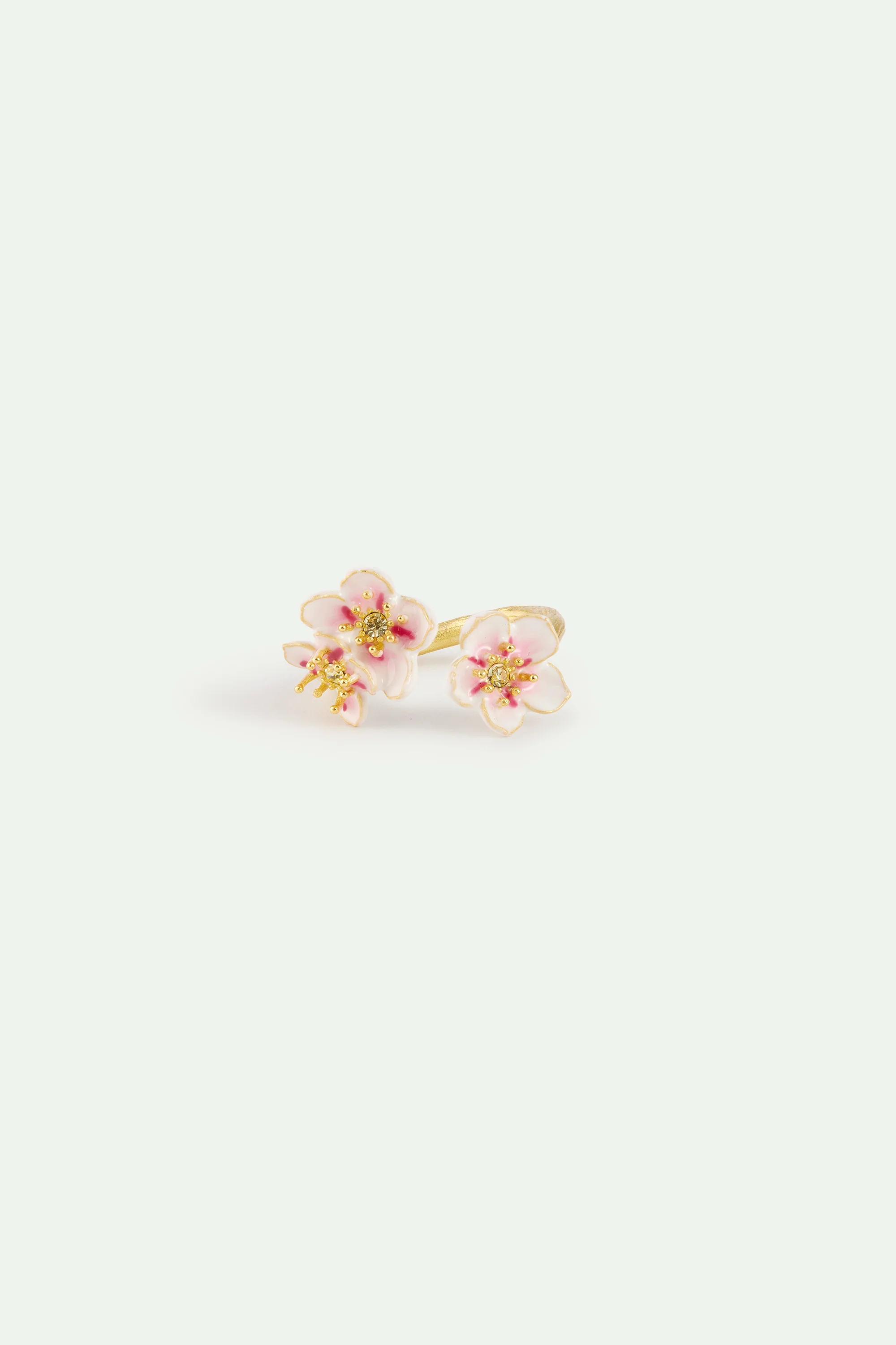 Bague ajustable mini fleurs blanches de cerisier - Image 3