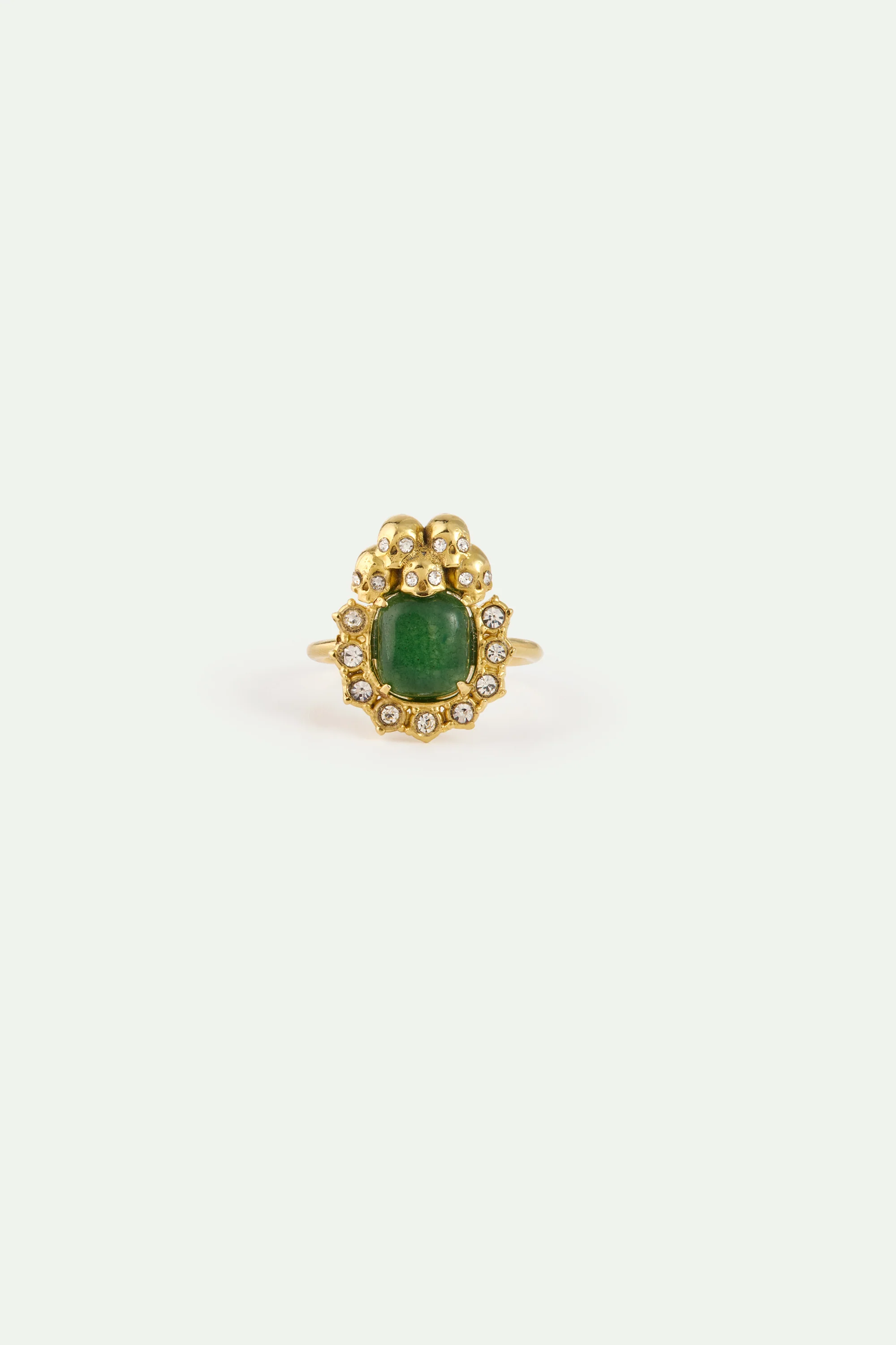 Bague aventurine verte, crânes et cristaux - Image 6
