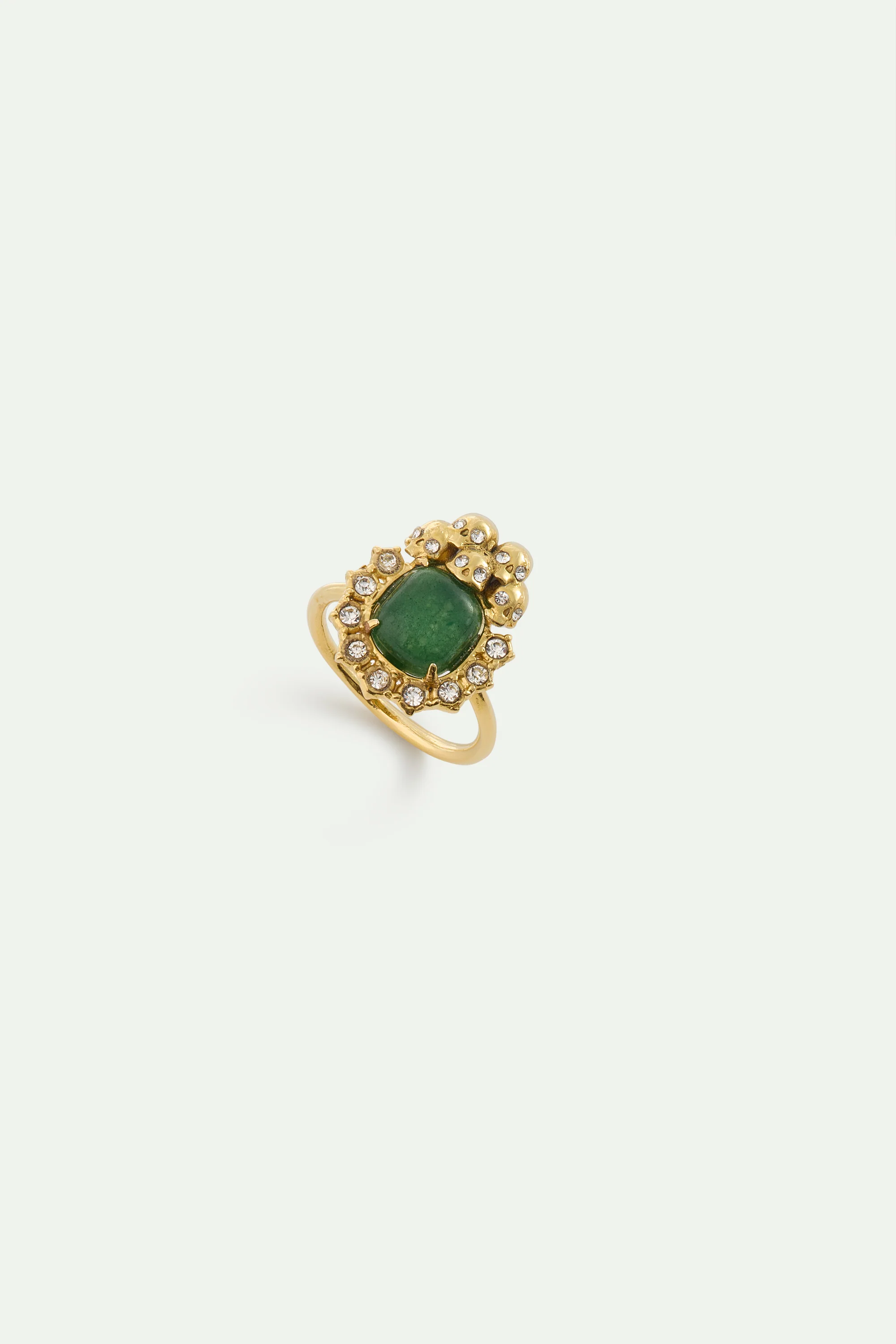 Bague aventurine verte, crânes et cristaux - Image 7