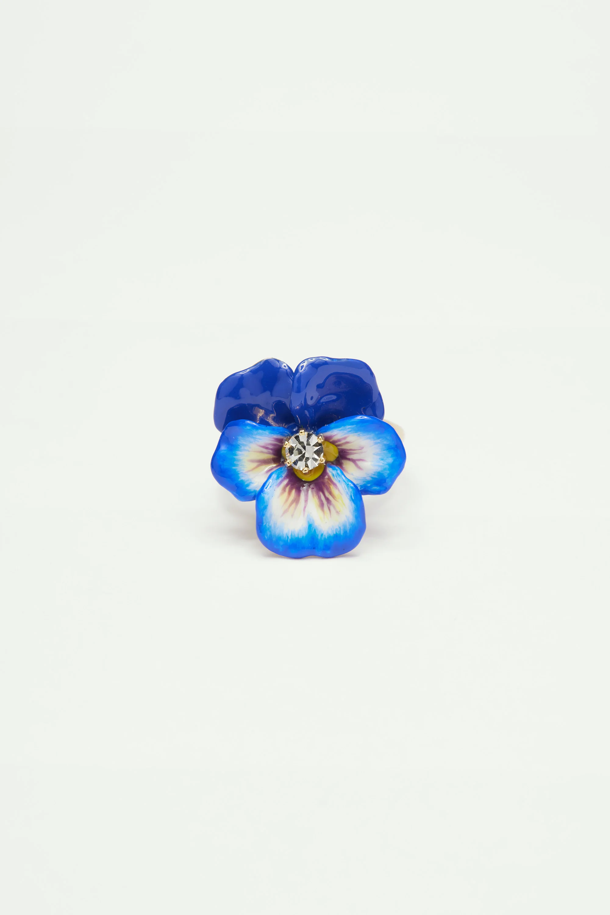 Bague cocktail pensée bleue et cristal taillé - Image 3