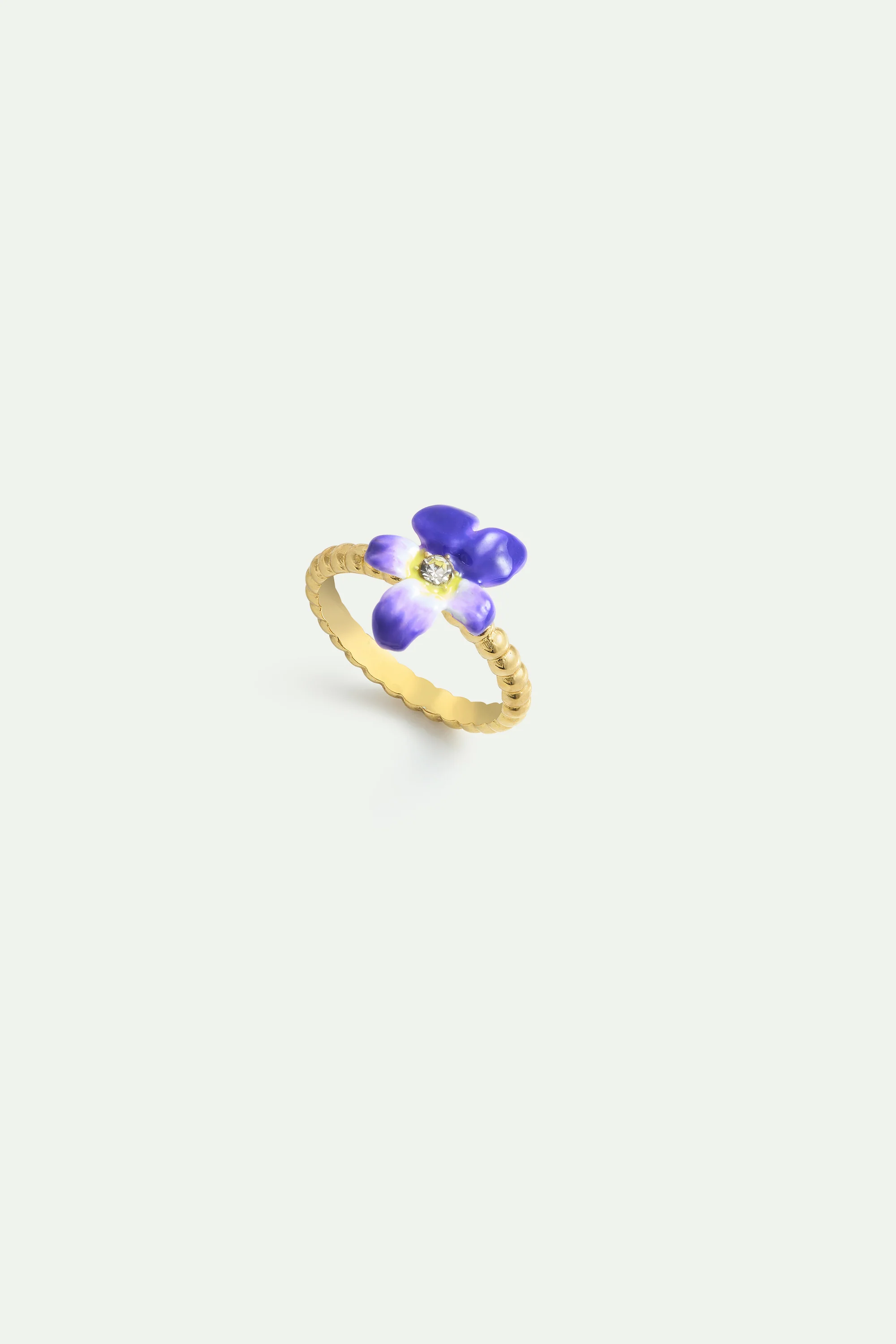 Bague petite violette et cristal facetté - Image 5