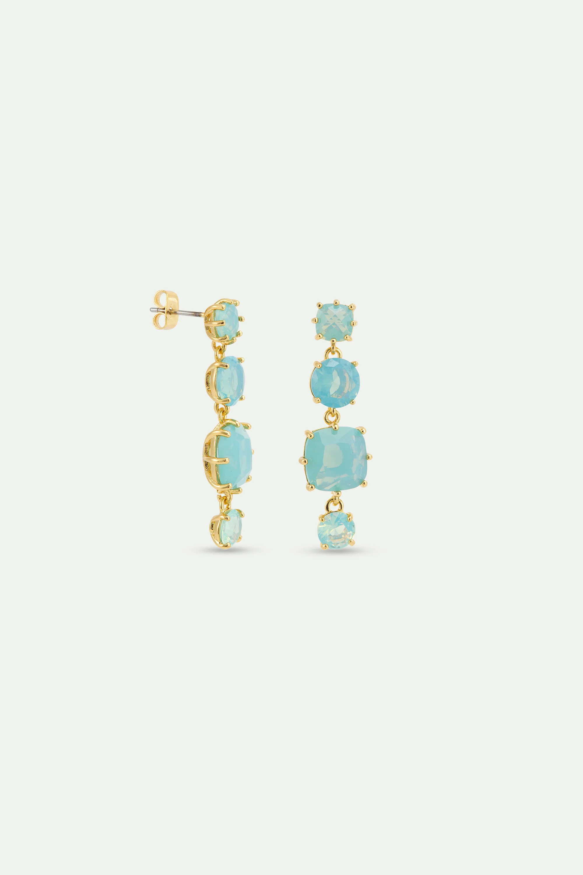 Boucles d'oreilles 4 pierres La Diamantine Bleu Glacier - Image 2