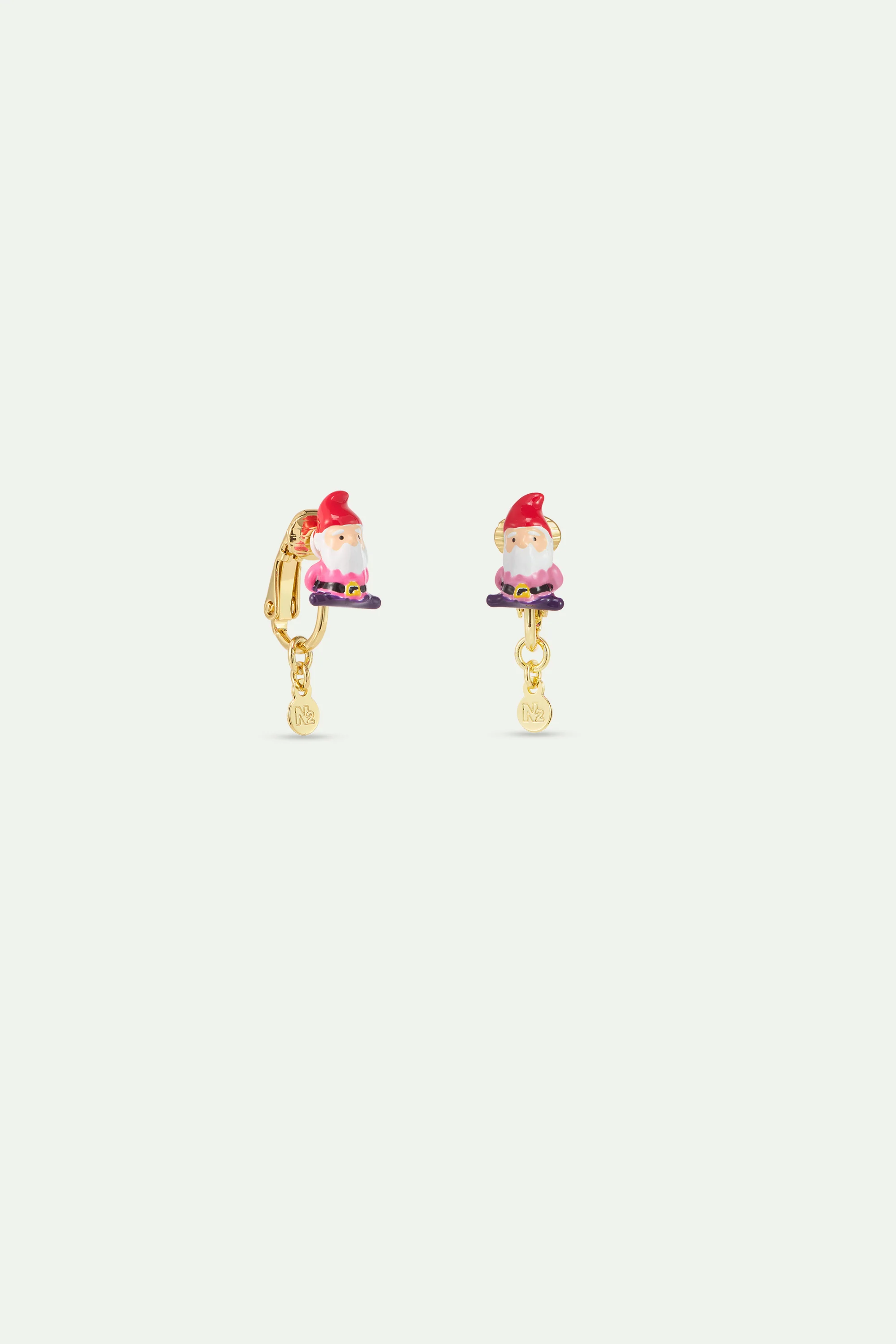 Boucles d'oreilles asymétriques nains rose et violet - Image 3