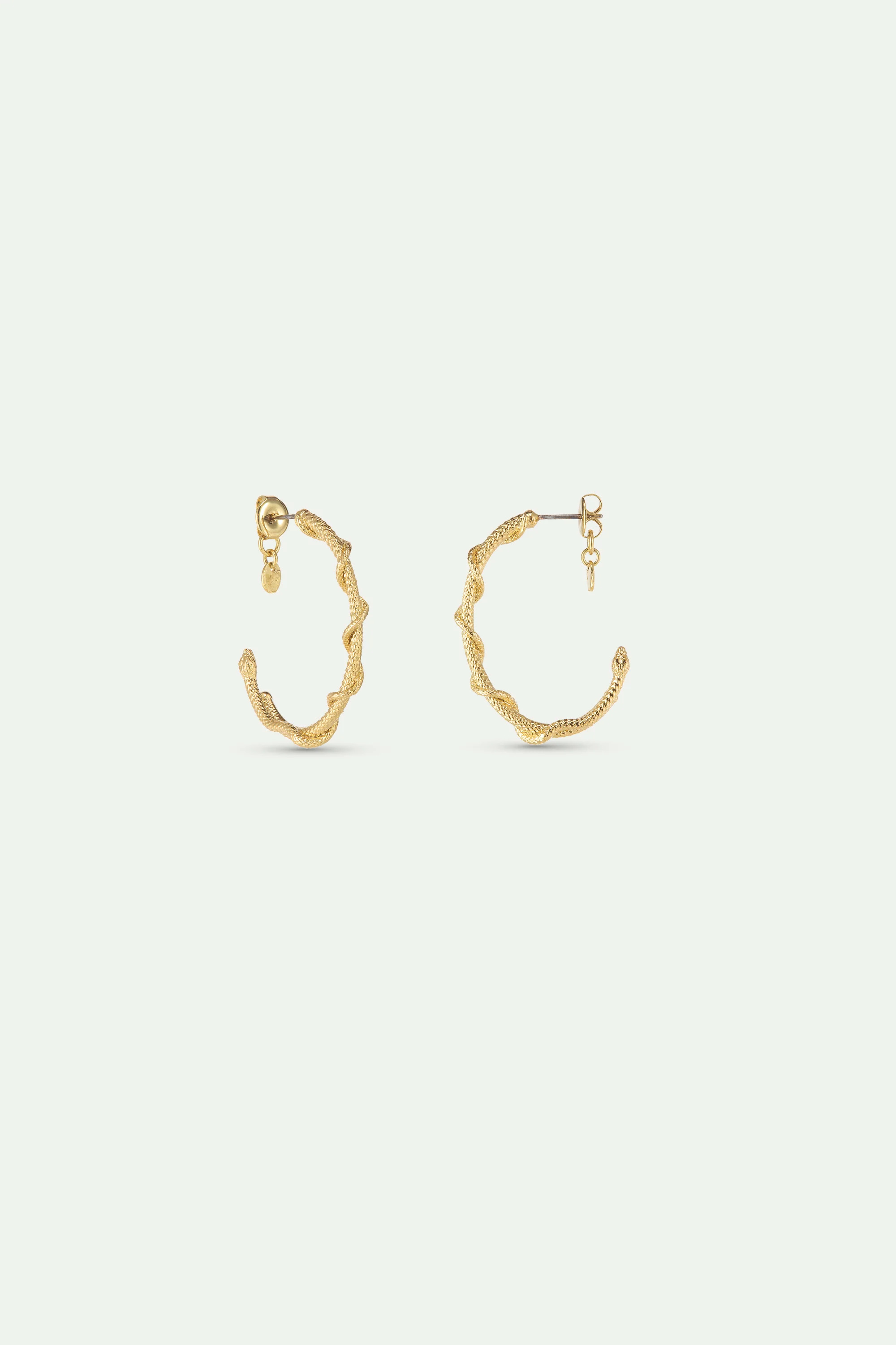 Boucles d'oreilles créoles tiges serpent doré - Image 3