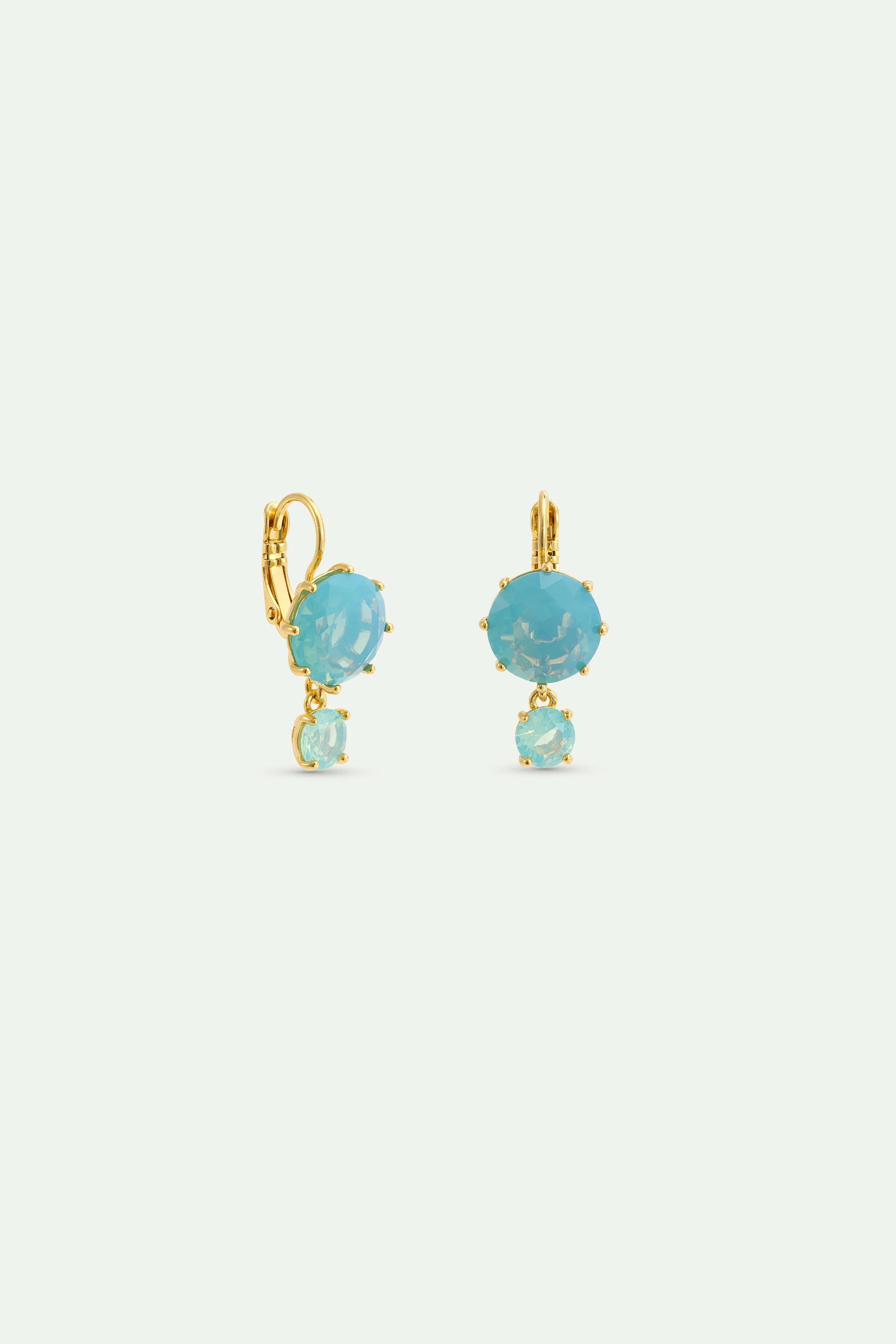 Boucles d'oreilles dormeuses deux pierres La Diamantine Rouge Grenat - Image 2