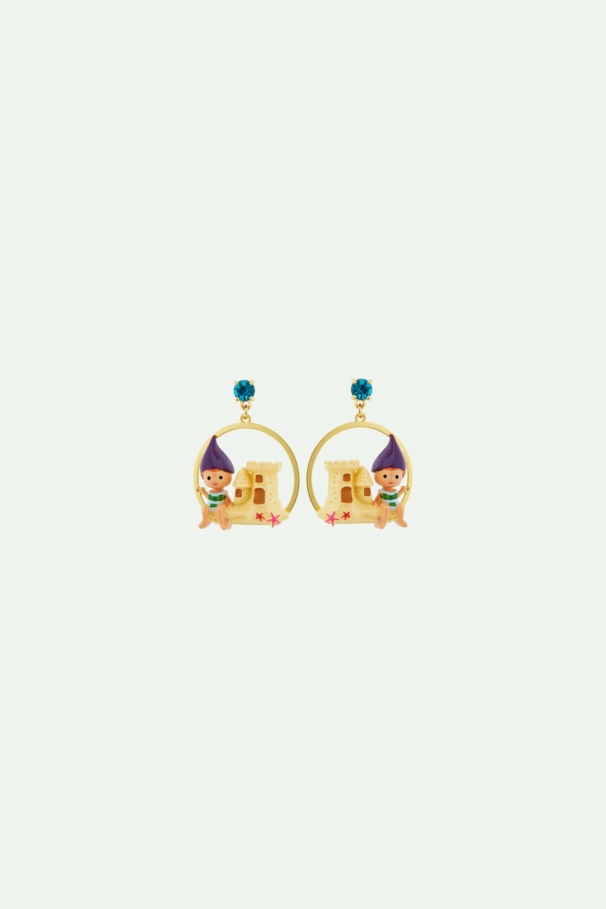 Boucles d'oreilles nain de jardin et château de sable