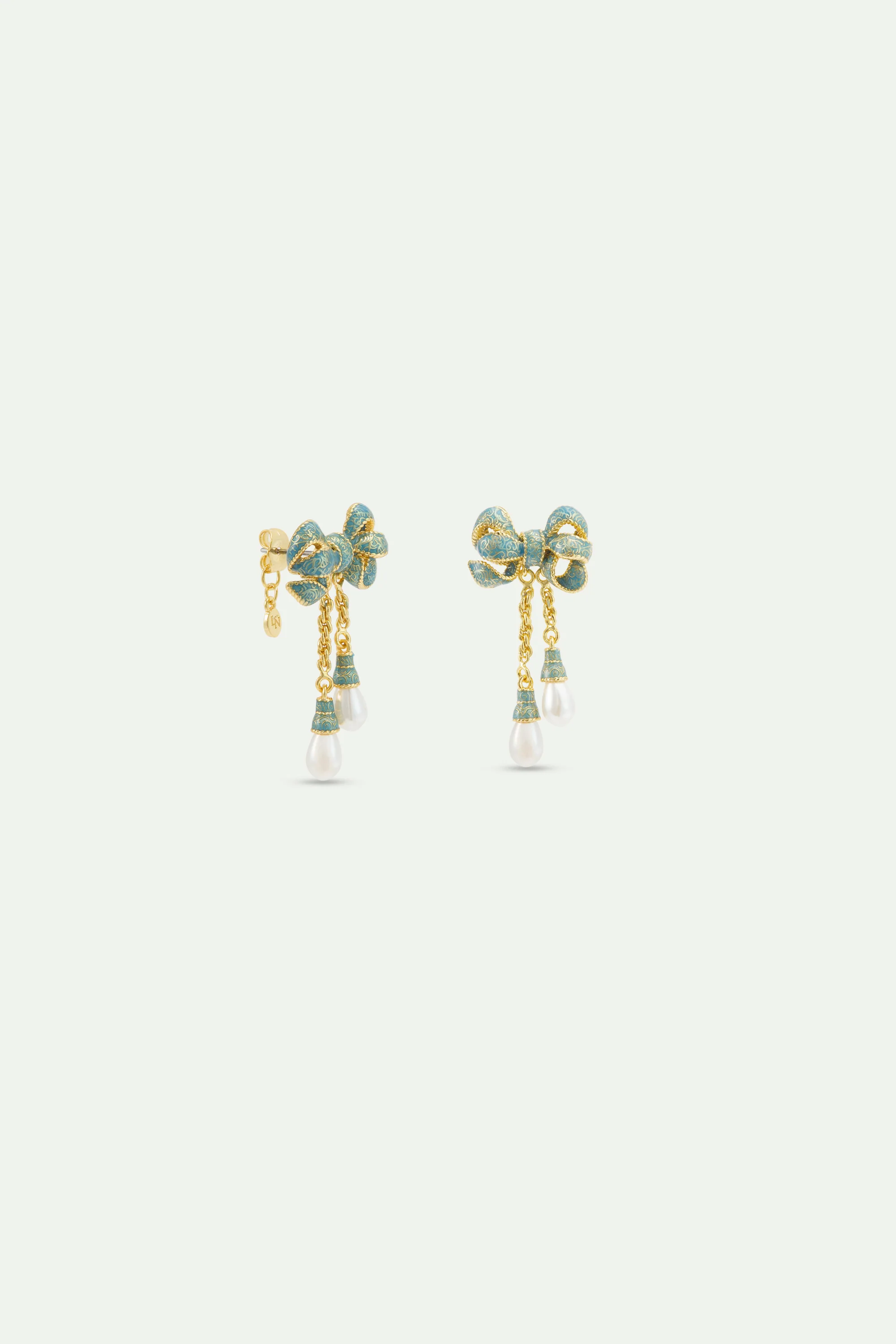 Boucles d'oreilles nœud et perles de culture - Image 3