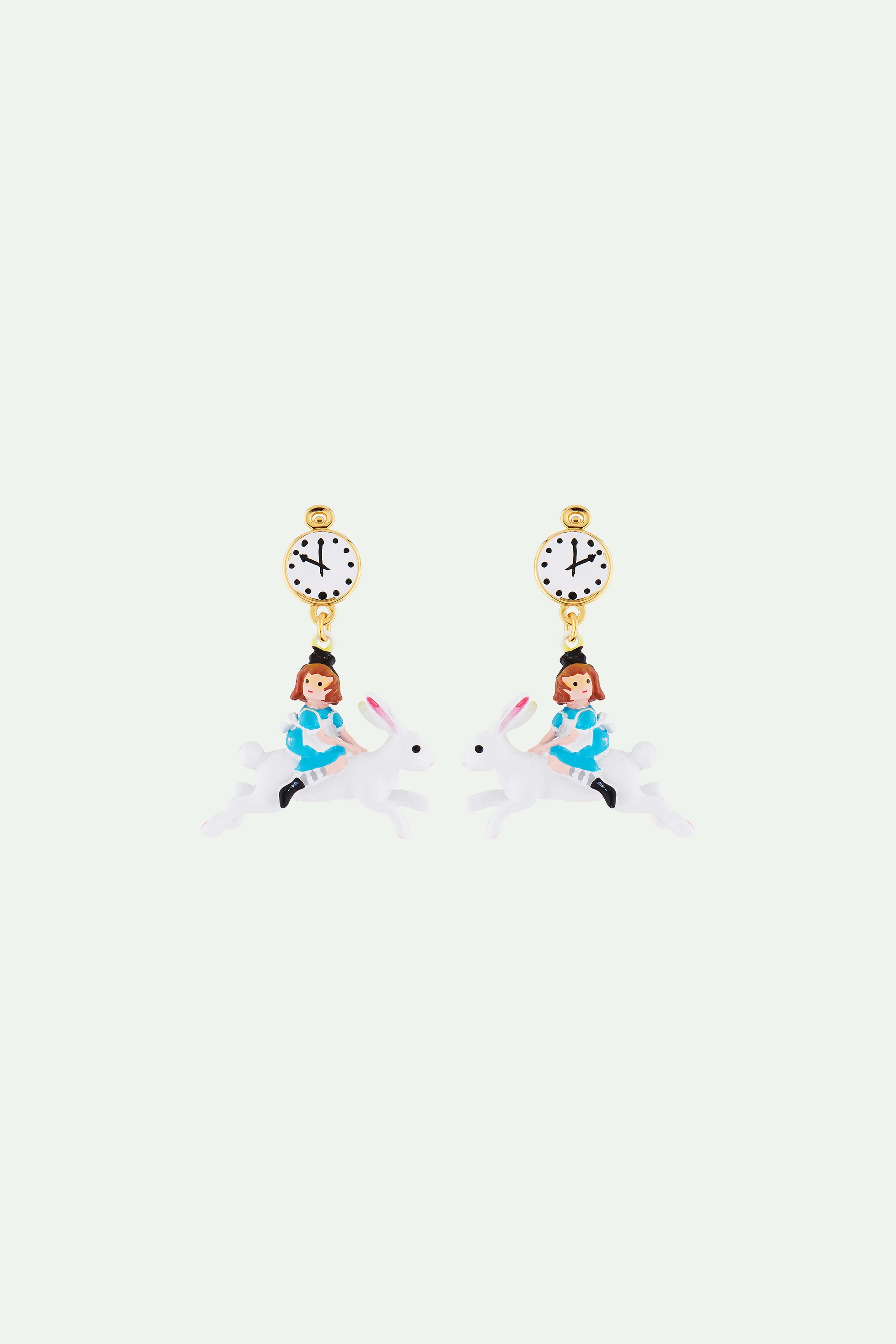 Boucles d'oreilles tiges alice Ă dos de lapin blanc