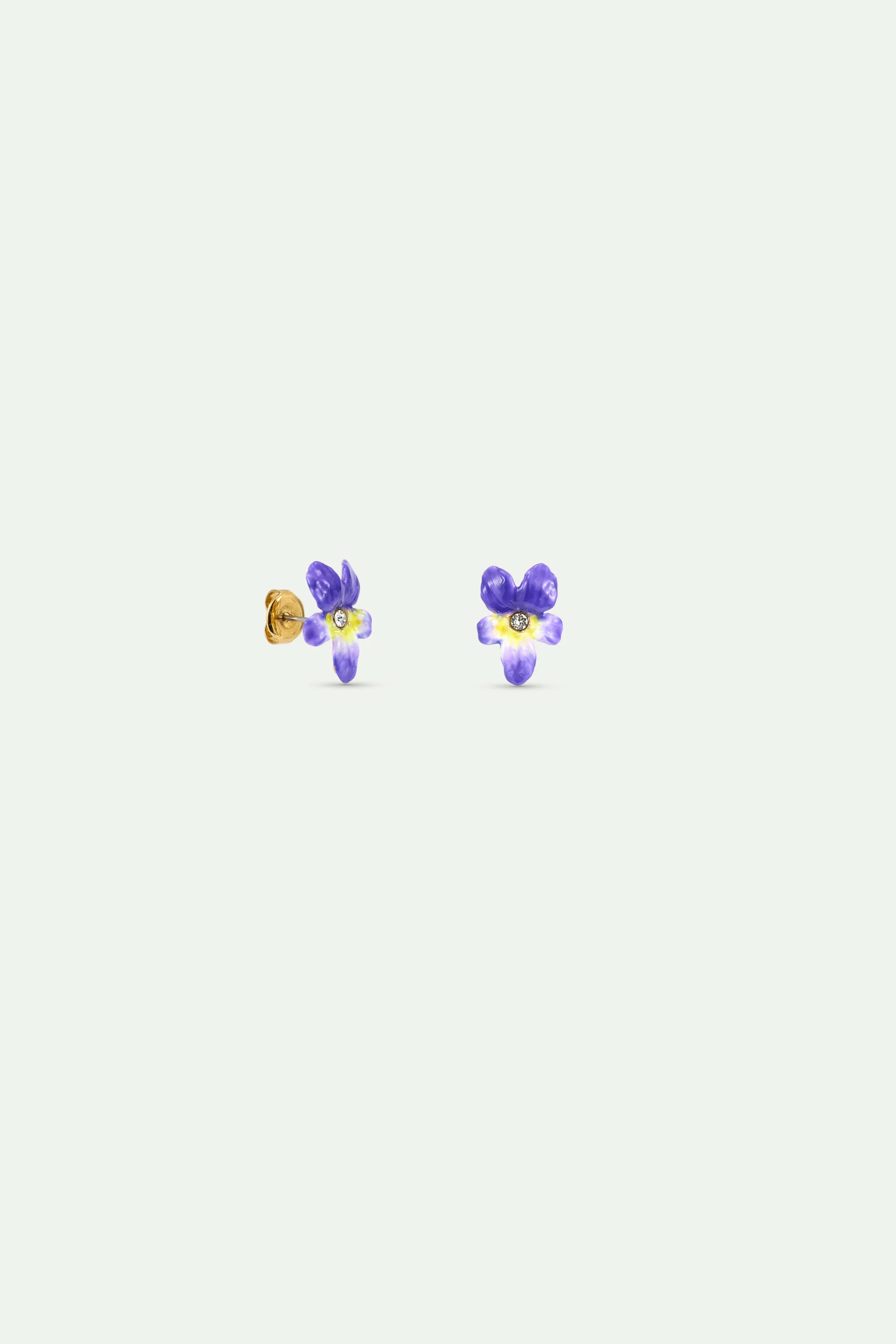 Boucles d'oreilles violette et cristal facetté - Image 3