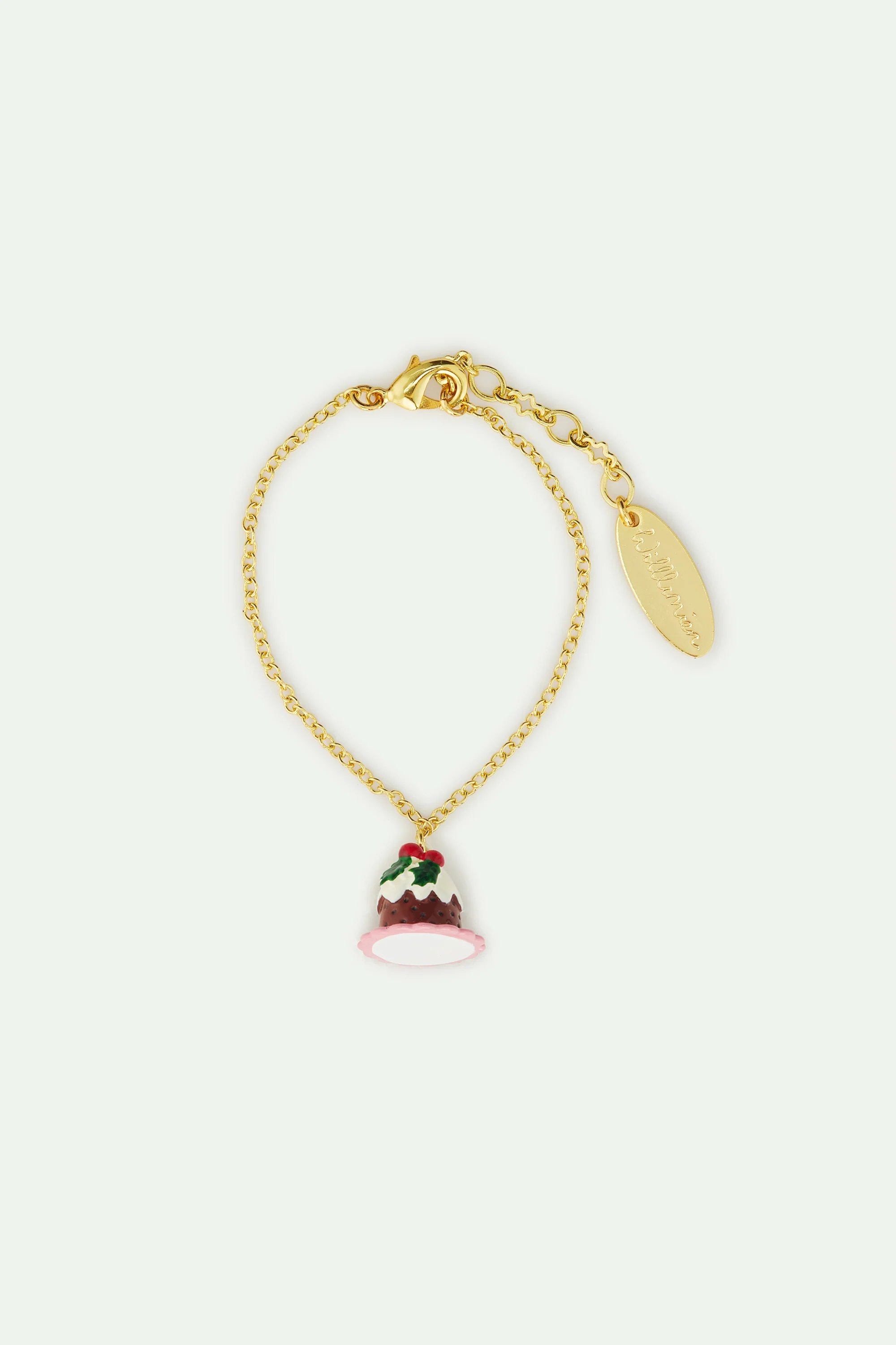 Bracelet pendentif pudding et perle de cristal facetté rouge