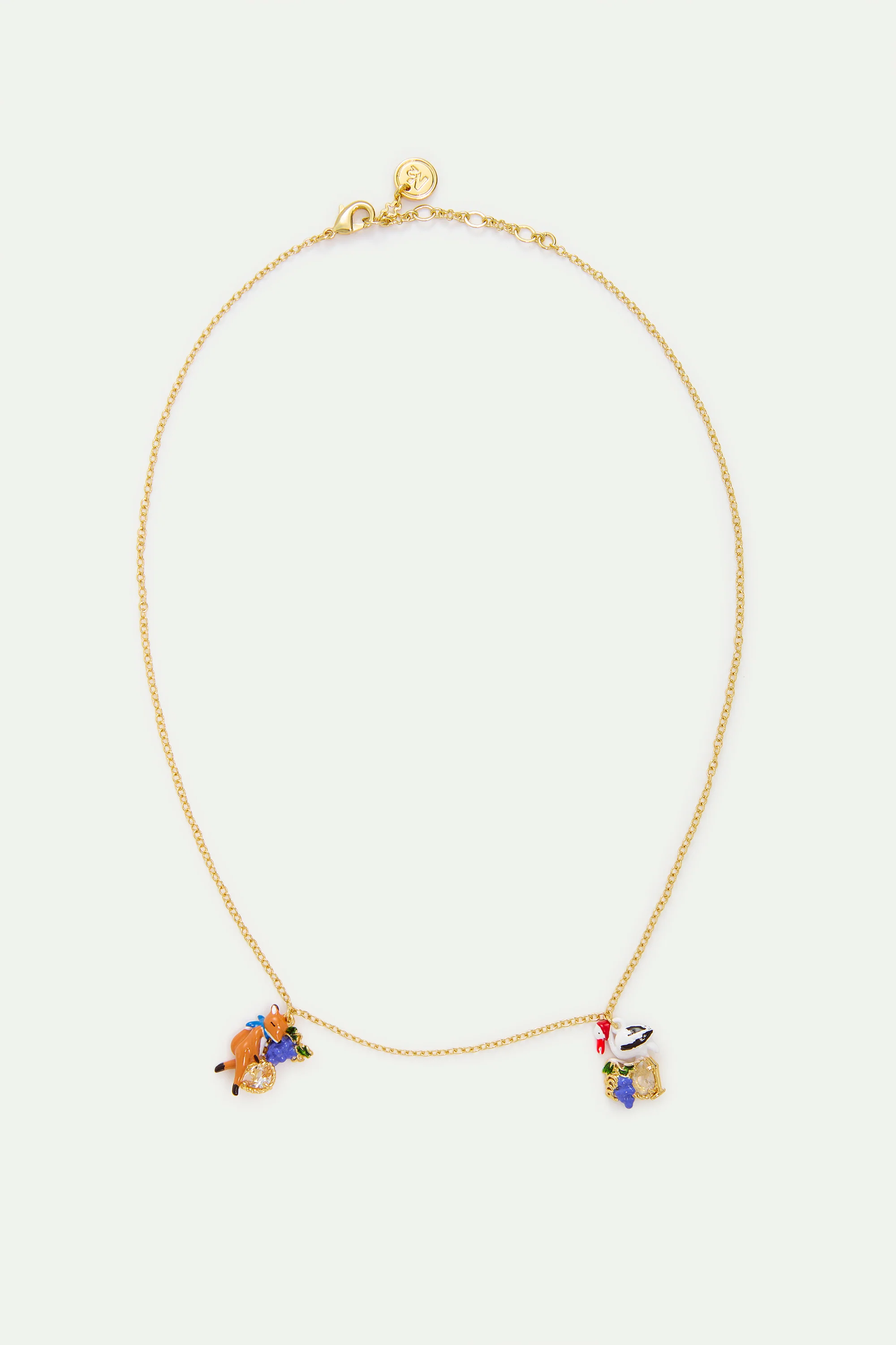 Collier fin le Renard et la Cigogne, raisin et verre facetté - Image 3