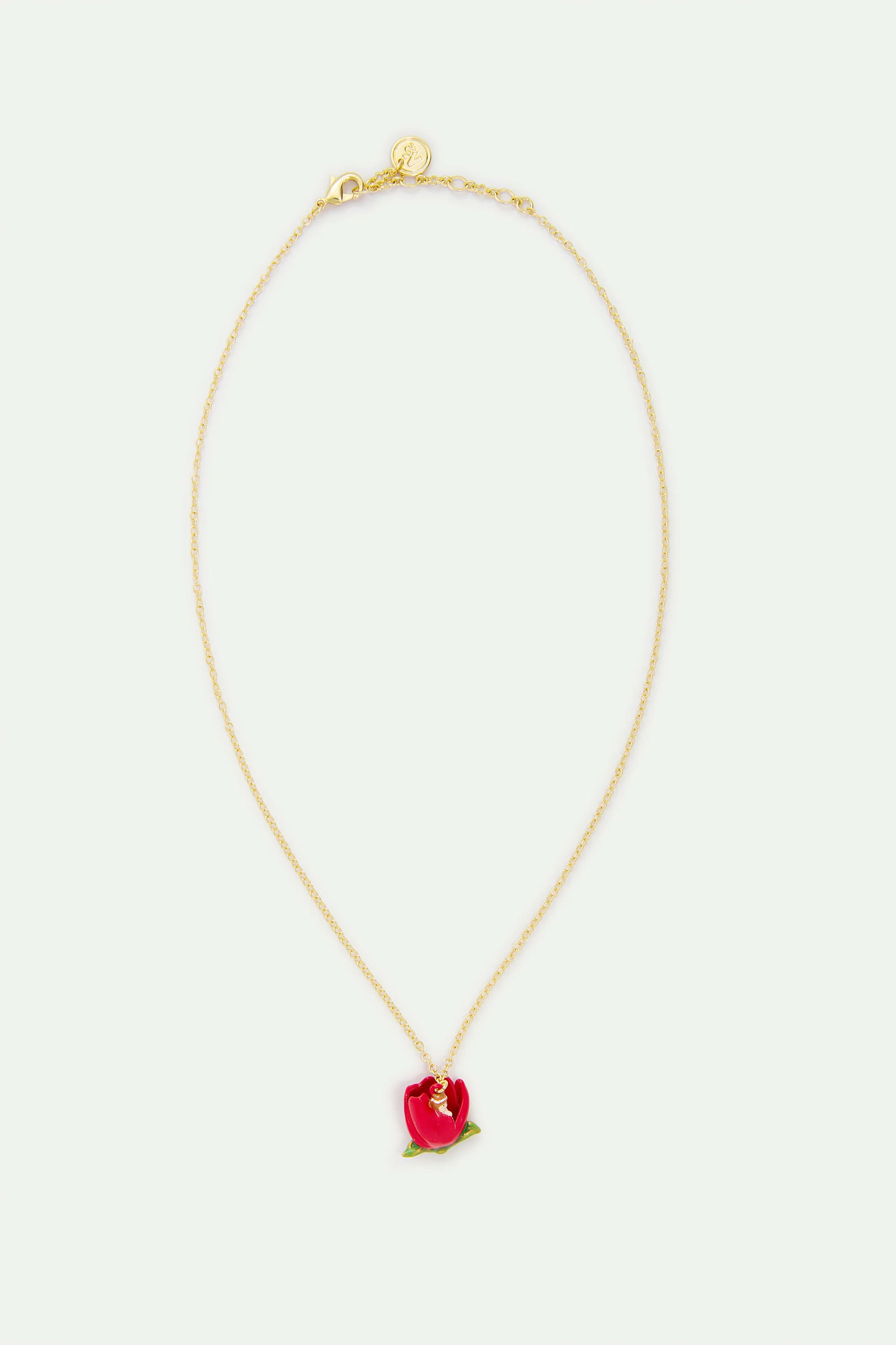 Collier pendentif tulipe rouge et Petite Poucette - Image 3