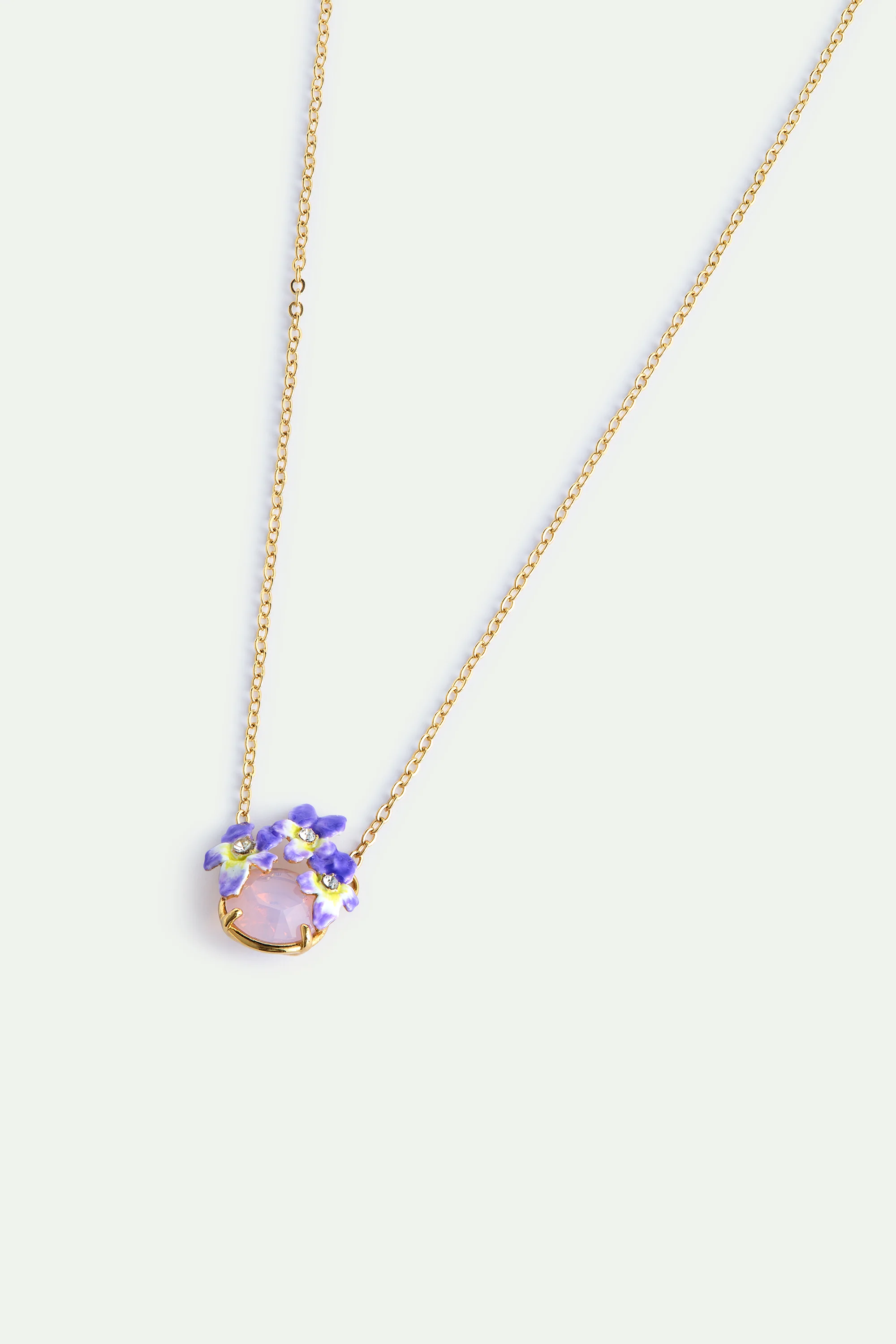 Collier pierre ronde facettée rose et violettes - Image 3
