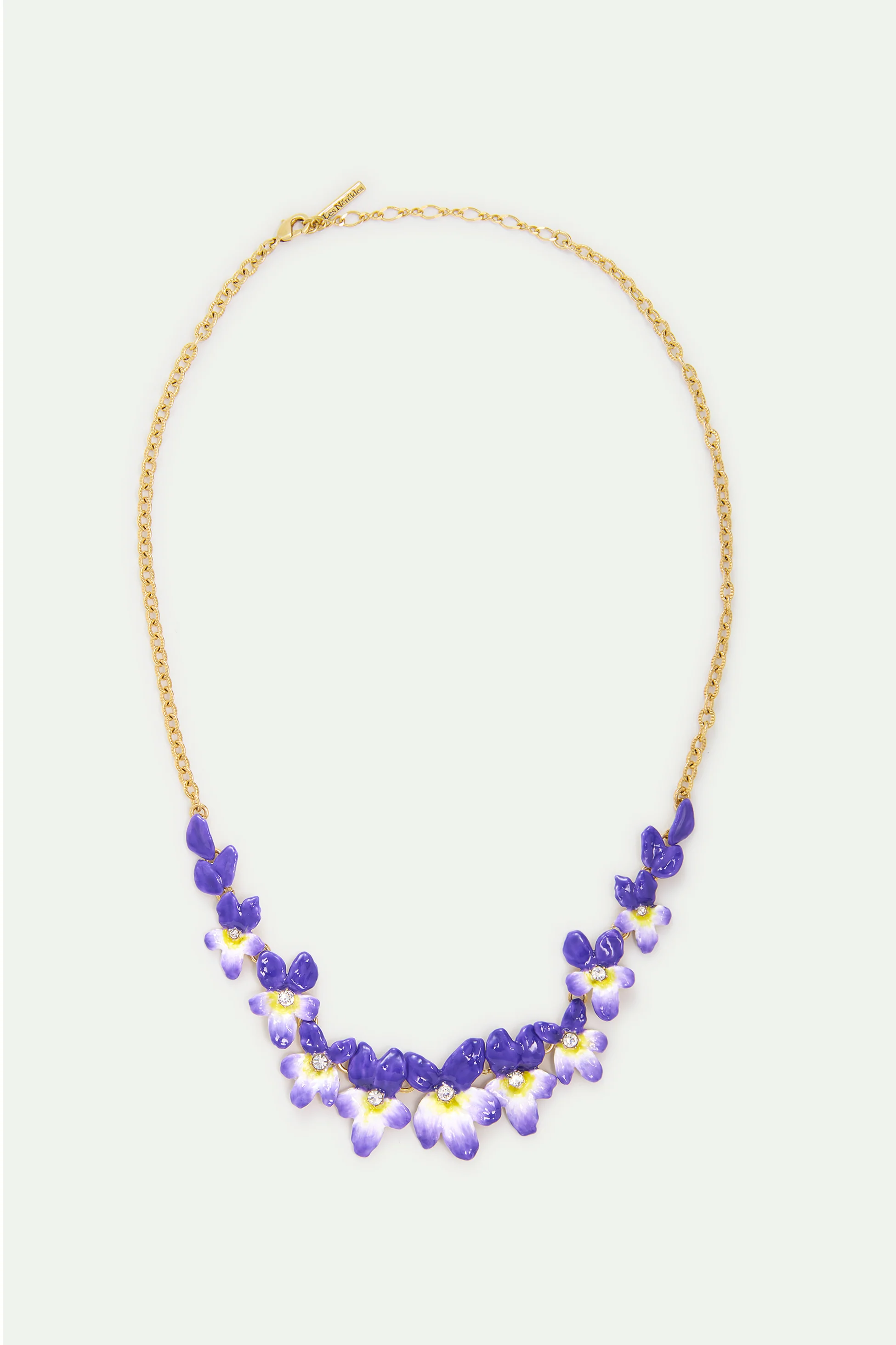 Collier plastron violettes et cristaux facettés - Image 4