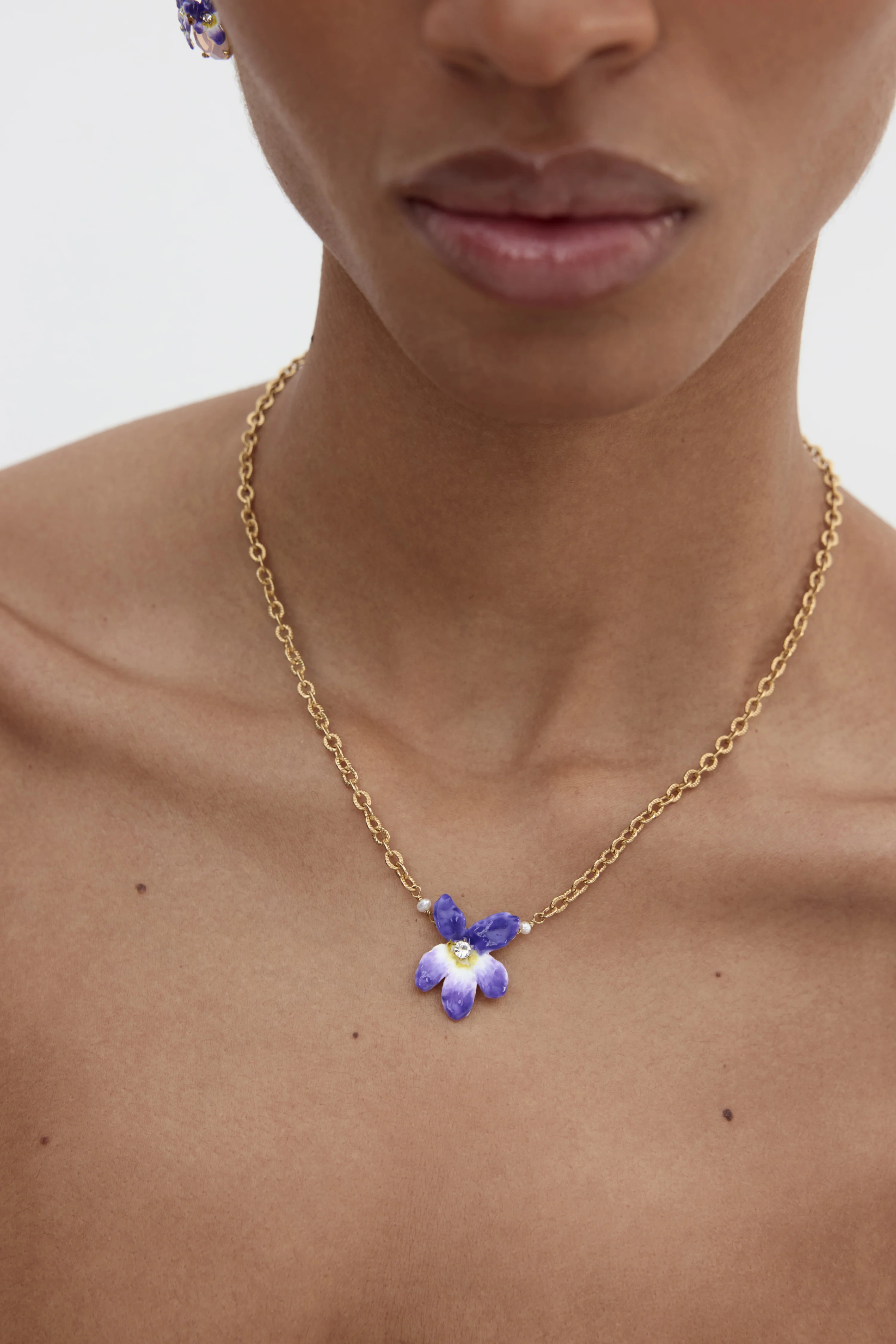Collier violette et cristal facetté - Image 2